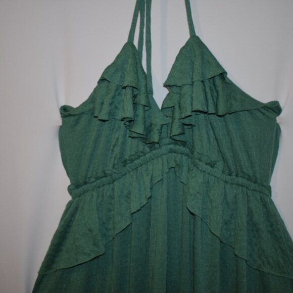 NWT Free People FP Beach Santa Luz Maxi Dress Green Boho Ruffle Large - Picture 3 of 6